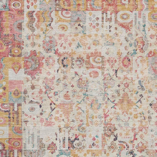 HomeRoots 5' X 8' Pink and Ivory Patchwork Area Rug - Washable, UV Protected, Non-Slip, Durable for Homes 717769