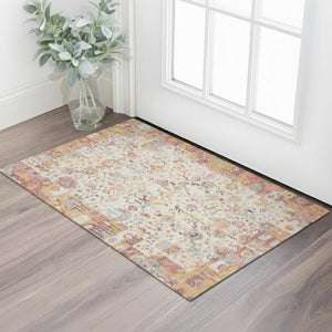 HomeRoots 5' X 8' Pink and Ivory Patchwork Area Rug - Washable, UV Protected, Non-Slip, Durable for Homes 717769