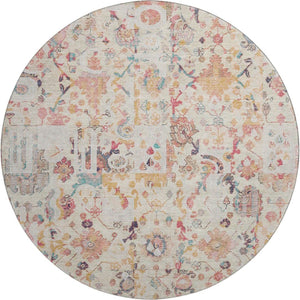 HomeRoots 8' X 10' Pink And Ivory Patchwork Area Rug – Washable, UV Protected & Stain Resistant for Families 717771