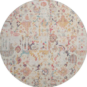 HomeRoots 8' X 10' Pink And Ivory Patchwork Area Rug – Washable, UV Protected & Stain Resistant for Families 717771