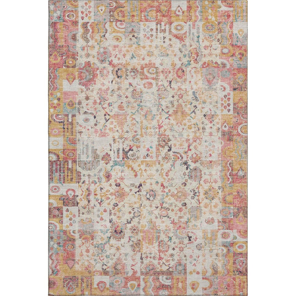 HomeRoots 10' X 14' Pink & Ivory Patchwork Area Rug - Washable, UV-Protected, Durable, Perfect for Busy Homes 717773