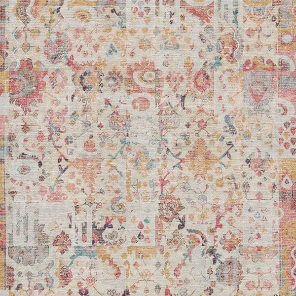 HomeRoots 10' X 14' Pink & Ivory Patchwork Area Rug - Washable, UV-Protected, Durable, Perfect for Busy Homes 717773