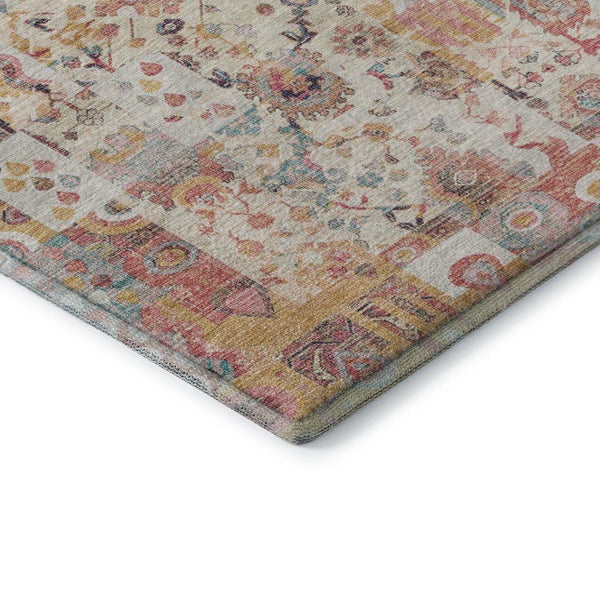 HomeRoots 10' X 14' Pink & Ivory Patchwork Area Rug - Washable, UV-Protected, Durable, Perfect for Busy Homes 717773