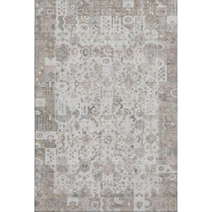 HomeRoots 5' X 8' Taupe & Ivory Patchwork Area Rug - Washable, Stain Resistant, UV Protected for Busy Homes 717775