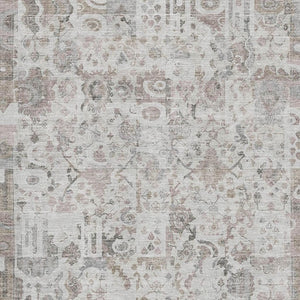 HomeRoots 5' X 8' Taupe & Ivory Patchwork Area Rug - Washable, Stain Resistant, UV Protected for Busy Homes 717775
