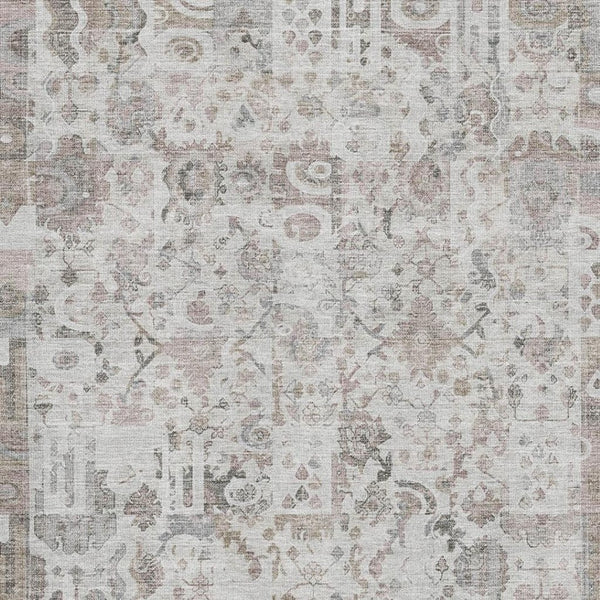 HomeRoots 5' X 8' Taupe & Ivory Patchwork Area Rug - Washable, Stain Resistant, UV Protected for Busy Homes 717775