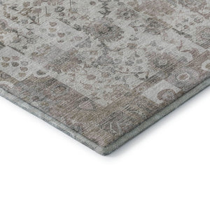 HomeRoots 5' X 8' Taupe & Ivory Patchwork Area Rug - Washable, Stain Resistant, UV Protected for Busy Homes 717775