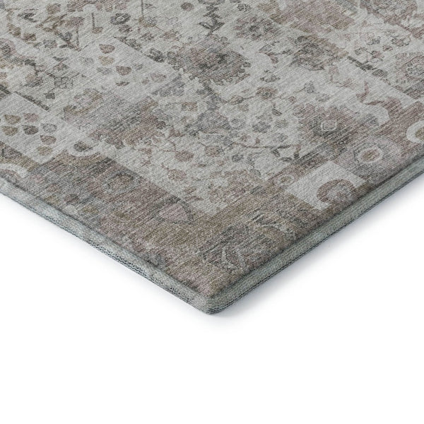 HomeRoots 5' X 8' Taupe & Ivory Patchwork Area Rug - Washable, Stain Resistant, UV Protected for Busy Homes 717775