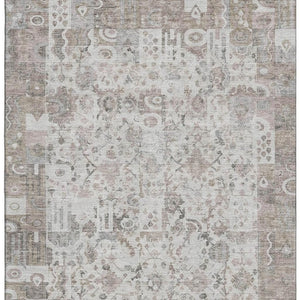 HomeRoots 5' X 8' Taupe & Ivory Patchwork Area Rug - Washable, Stain Resistant, UV Protected for Busy Homes 717775