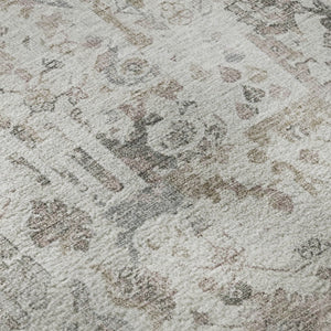 HomeRoots 5' X 8' Taupe & Ivory Patchwork Area Rug - Washable, Stain Resistant, UV Protected for Busy Homes 717775
