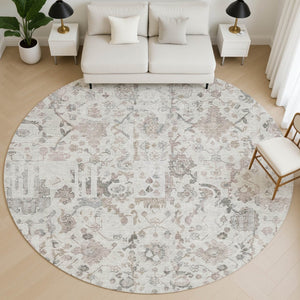 HomeRoots 8' X 10' Taupe & Ivory Patchwork Area Rug - Washable, Stain Resistant, UV Protected for Busy Homes 717777