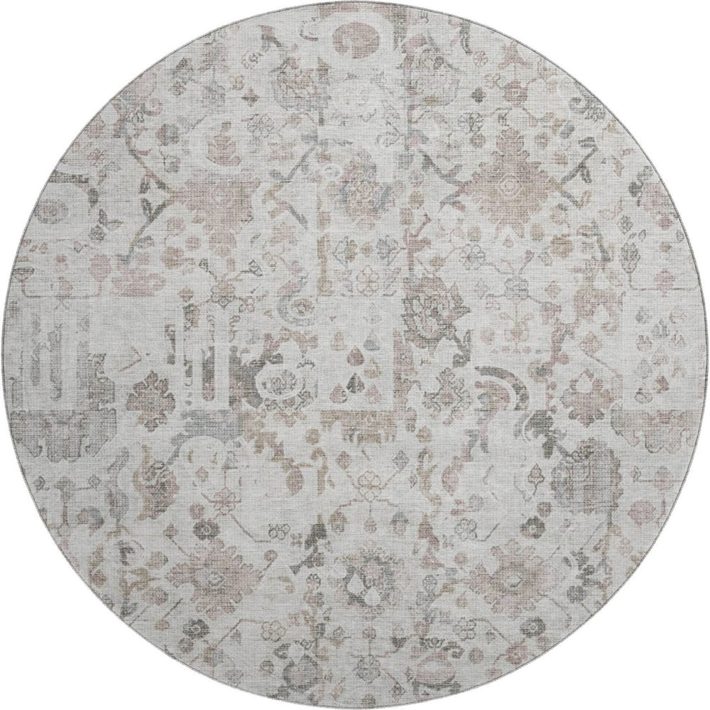 HomeRoots 8' X 10' Taupe & Ivory Patchwork Area Rug - Washable, Stain Resistant, UV Protected for Busy Homes 717777