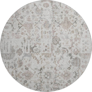 HomeRoots 8' X 10' Taupe & Ivory Patchwork Area Rug - Washable, Stain Resistant, UV Protected for Busy Homes 717777