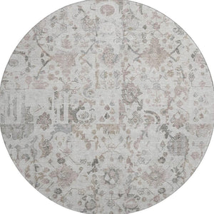 HomeRoots 8' X 10' Taupe & Ivory Patchwork Area Rug - Washable, Stain Resistant, UV Protected for Busy Homes 717777