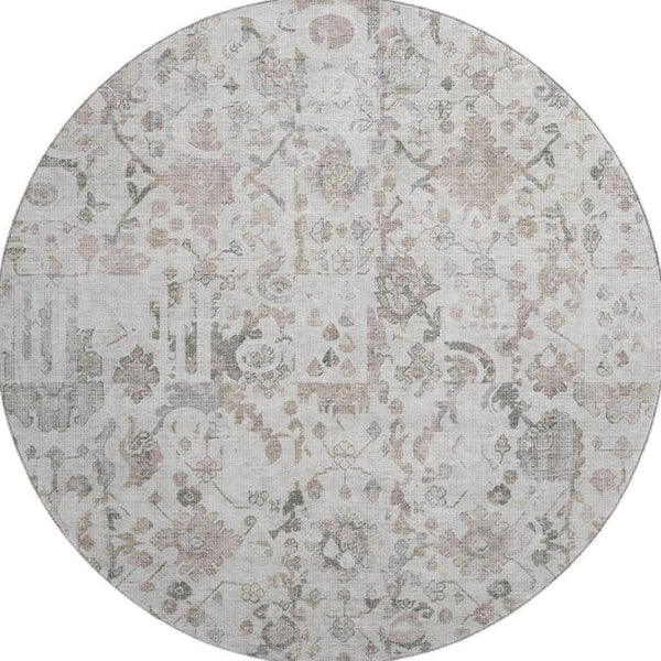 HomeRoots 8' X 10' Taupe & Ivory Patchwork Area Rug - Washable, Stain Resistant, UV Protected for Busy Homes 717777