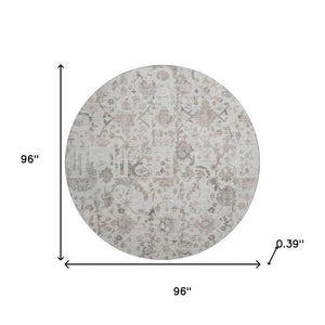 HomeRoots 8' X 10' Taupe & Ivory Patchwork Area Rug - Washable, Stain Resistant, UV Protected for Busy Homes 717777