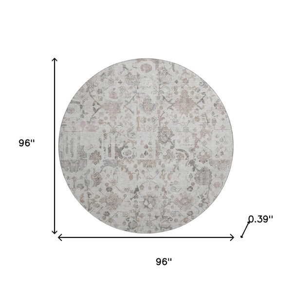 HomeRoots 8' X 10' Taupe & Ivory Patchwork Area Rug - Washable, Stain Resistant, UV Protected for Busy Homes 717777