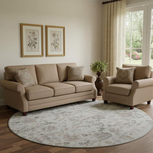 HomeRoots 8' X 10' Taupe & Ivory Patchwork Area Rug - Washable, Stain Resistant, UV Protected for Busy Homes 717777
