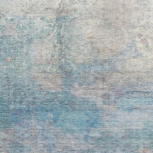 HomeRoots 5' X 8' Aqua Beige Abstract Area Rug - Washable, UV Protected, Non-Slip Backing for Busy Homes 717781