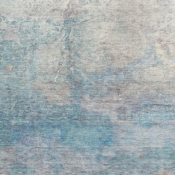 HomeRoots 5' X 8' Aqua Beige Abstract Area Rug - Washable, UV Protected, Non-Slip Backing for Busy Homes 717781