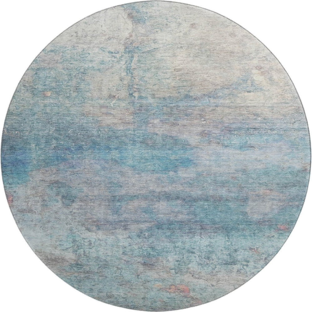 HomeRoots 8' X 10' Aqua and Beige Abstract Washable Area Rug - Stylish, Durable, Stain-Resistant for Any Room 717783