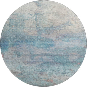 HomeRoots 8' X 10' Aqua and Beige Abstract Washable Area Rug - Stylish, Durable, Stain-Resistant for Any Room 717783