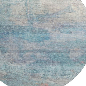 HomeRoots 8' X 10' Aqua and Beige Abstract Washable Area Rug - Stylish, Durable, Stain-Resistant for Any Room 717783