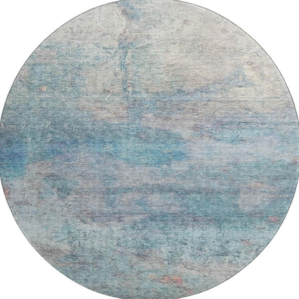 HomeRoots 8' X 10' Aqua and Beige Abstract Washable Area Rug - Stylish, Durable, Stain-Resistant for Any Room 717783