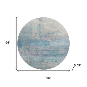 HomeRoots 8' X 10' Aqua and Beige Abstract Washable Area Rug - Stylish, Durable, Stain-Resistant for Any Room 717783