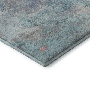 HomeRoots 9' X 12' Aqua & Beige Abstract Area Rug - Machine Washable, UV Protected, Stain Resistant Comfort 717784