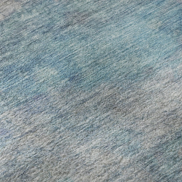 HomeRoots 9' X 12' Aqua & Beige Abstract Area Rug - Machine Washable, UV Protected, Stain Resistant Comfort 717784