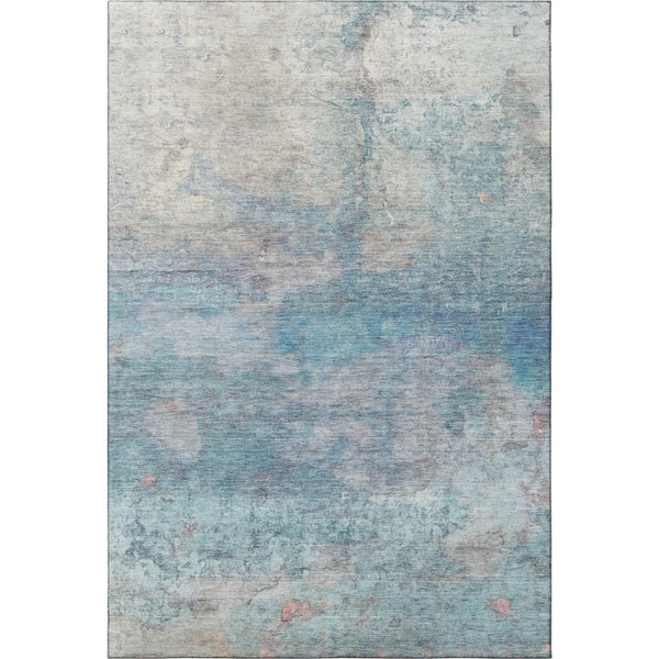 HomeRoots 10' Aqua & Beige Abstract Washable Area Rug - Durable, UV Protected, Perfect for High-Traffic Spaces! 717785
