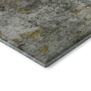 HomeRoots 8' Olive Green and Gold Abstract Washable Round Rug – UV Protected, Stain Resistant, Durable Style! 717788