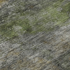 HomeRoots 8' Olive Green and Gold Abstract Washable Round Rug – UV Protected, Stain Resistant, Durable Style! 717788