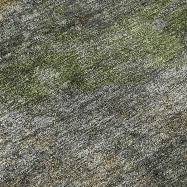 HomeRoots 8' Olive Green and Gold Abstract Washable Round Rug – UV Protected, Stain Resistant, Durable Style! 717788