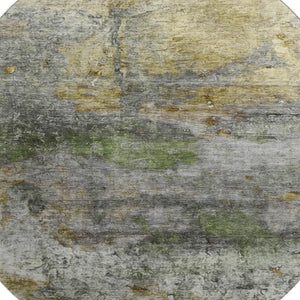 HomeRoots 8' X 10' Olive Green and Gold Abstract Washable Area Rug with UV Protection for Modern Homes 717789