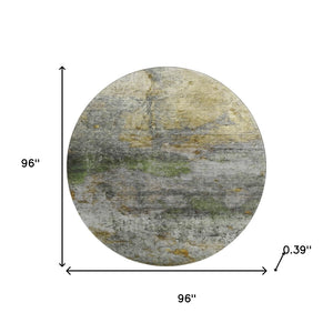 HomeRoots 8' X 10' Olive Green and Gold Abstract Washable Area Rug with UV Protection for Modern Homes 717789