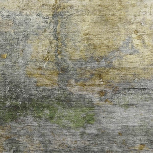 HomeRoots 9' Olive Green and Gold Washable Area Rug - Durable, UV-Protected, Abstract Design for Modern Homes 717790