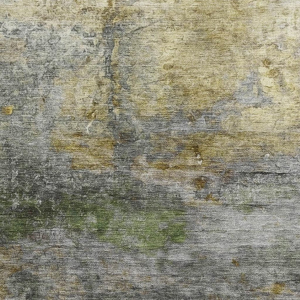 HomeRoots 9' Olive Green and Gold Washable Area Rug - Durable, UV-Protected, Abstract Design for Modern Homes 717790