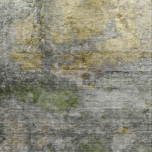HomeRoots 10' X 14' Olive Green & Gold Abstract Area Rug - Washable, UV-Protected, Durable for Everyday Use 717791