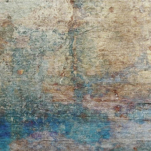 HomeRoots 5' X 8' Teal And Beige Abstract Area Rug – Washable, UV Protected, Durable & Stylish for Homes 717793