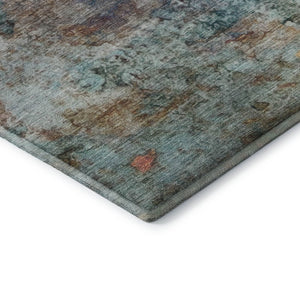 HomeRoots 9' X 12' Teal & Beige Abstract Area Rug - Washable, Stain Resistant, UV Protected for Modern Homes 717796