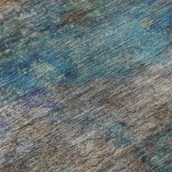HomeRoots 9' X 12' Teal & Beige Abstract Area Rug - Washable, Stain Resistant, UV Protected for Modern Homes 717796