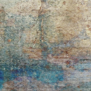 HomeRoots 10' X 14' Teal & Beige Abstract Area Rug - Washable, UV-Protected, Perfect for High-Traffic Spaces! 717797