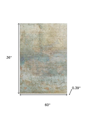 HomeRoots 5' X 8' Wheat And Beige Abstract Area Rug - UV Protected, Washable, Durable for Busy Homes! 717799