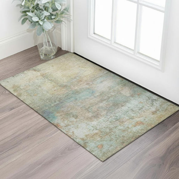 HomeRoots 5' X 8' Wheat And Beige Abstract Area Rug - UV Protected, Washable, Durable for Busy Homes! 717799