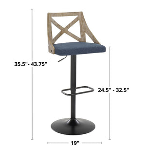 English Elm Adjustable Farmhouse Barstools with Cream Cushion Swivel Seat and Wood Accents Set of 2 B202S02168