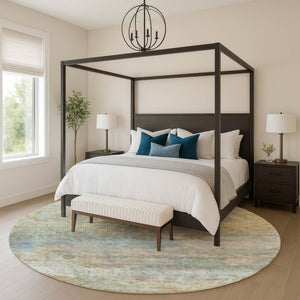 HomeRoots 8' x 10' Stylish Wheat and Beige Abstract Area Rug - Washable, UV Protected, Perfect for Busy Homes! 717801