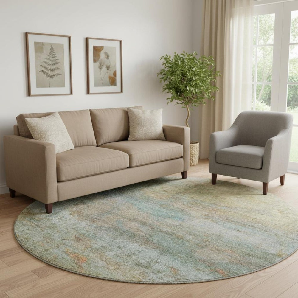 HomeRoots 8' x 10' Stylish Wheat and Beige Abstract Area Rug - Washable, UV Protected, Perfect for Busy Homes! 717801