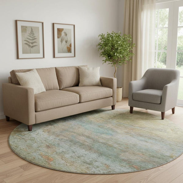 HomeRoots 8' x 10' Stylish Wheat and Beige Abstract Area Rug - Washable, UV Protected, Perfect for Busy Homes! 717801